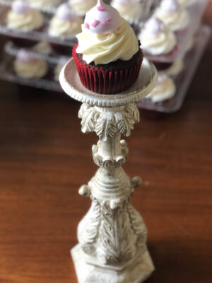 Chocolate Mud Cupcake with White Chocolate buttercream and Strawberry Meringue.